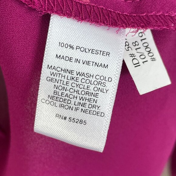 Express Shirt Womens XS Fuchsia Button Up Blouse Roll Tab Sleeve Top - Picture 4 of 7